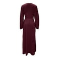 thumbnail image 4 of CIENVNSTG Womens Long Dresses Long Sleeves V Neck Bridesmaid Dresses Wedding Side Slit Flowy Chiffon Evening Formal Dresses Sexy Evening Dress Wine XL, 4 of 5