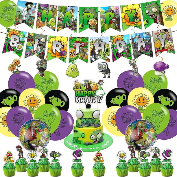 Plants Vs Zombies Party Supplies Includes Banner - Cake Topper - 12 ...