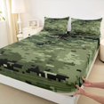 thumbnail image 3 of Homewish Camouflage Camo Boy 4-Piece Full Size Sheets,Abstract Geometric Bed Sheets,Green Brown Orange Camo Lightweight Sheet Sets,Super Cozy Room Decor, 3 of 7