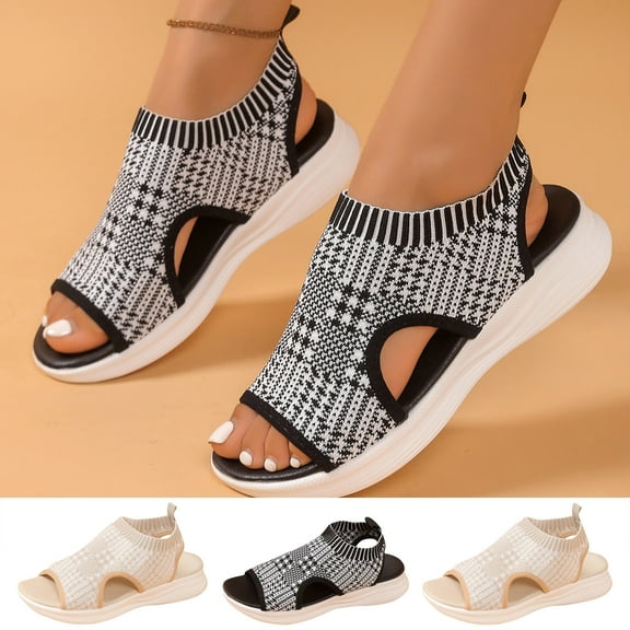 Miluxas Women's Walking Sandals Platform Sport Sandal with Arch Support Athletic Recovery Outdoor Hiking Water Sneakers Black 9(42)