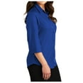 thumbnail image 3 of Mafoose Women's 3/4 Sleeve Uniforms Carefree Poplin Shirt True Royal 3X-Large, 3 of 4