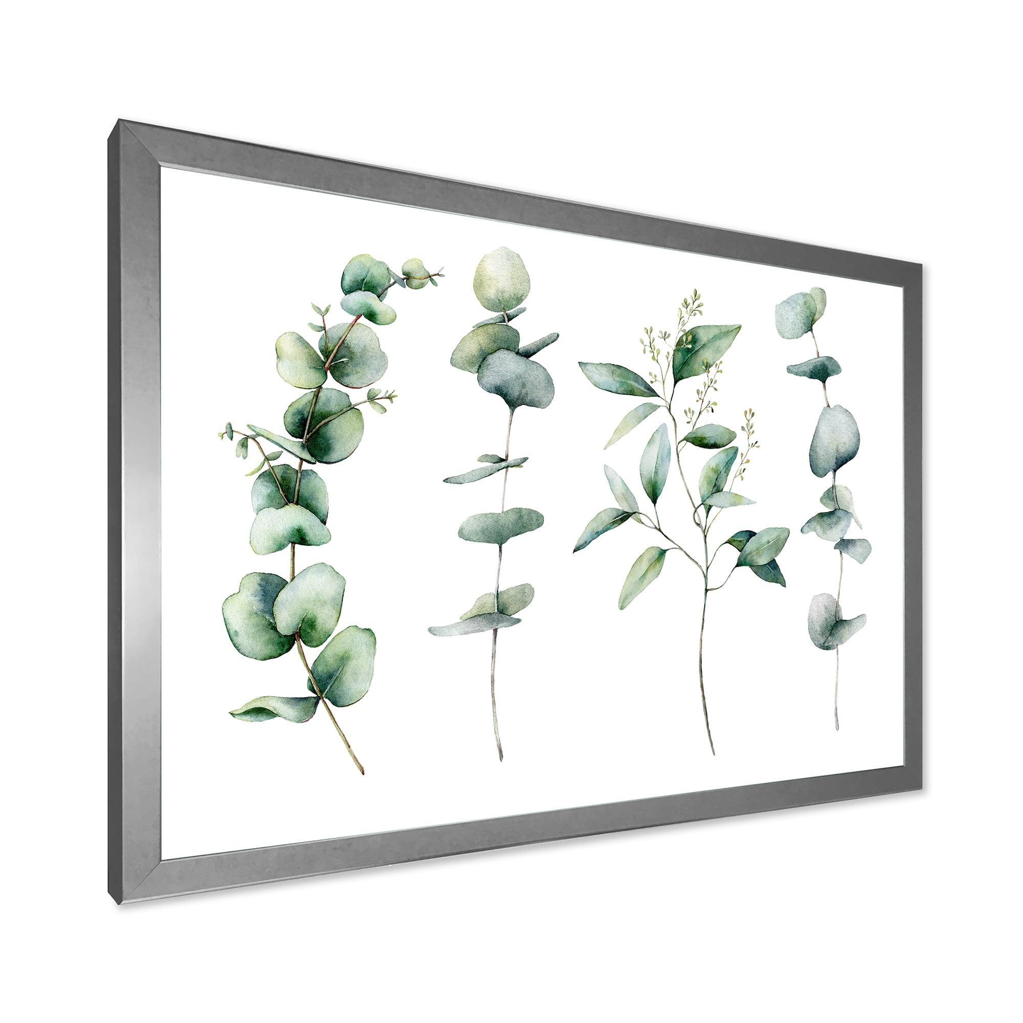 Designart 'Green Eucalyptus Plant Branches I' Traditional Framed Art Print