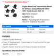 thumbnail image 2 of Engine Mount and Transmission Mount Kit 6 Piece - Compatible with 2003 - 2007 Honda Accord 3.0L V6 2004 2005 2006, 2 of 2