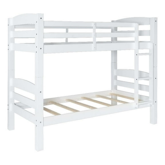 Linon Levi Twin over Twin Wood Bunk Bed in White