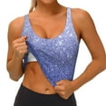 thumbnail image 3 of Daiia Glittering Blue Purple Printed Women's Sports Bra, Breathable Activewear Bra with U-Back Design and Removable Pads, Comfortable and Supportive for Yoga, Workout-Medium, 3 of 8