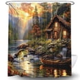 thumbnail image 5 of Farmhouse Cabin Shower Curtain, Rustic Lodge Bass Fish Lake Fishing RV Shower Curtain, Funny Hunting Camp Forest Nature Art Fisherman Shower Curtain Bathroom Accessories with 12PCS Hooks,60X70IN, 5 of 5