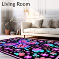 thumbnail image 2 of ODIKA 5'x7' Machine Washable Non-Slip Area Rug, Garden Mosaic with Floral Motifs and Whimsical Details High Traffic Rug, Black, 726218, 2 of 7