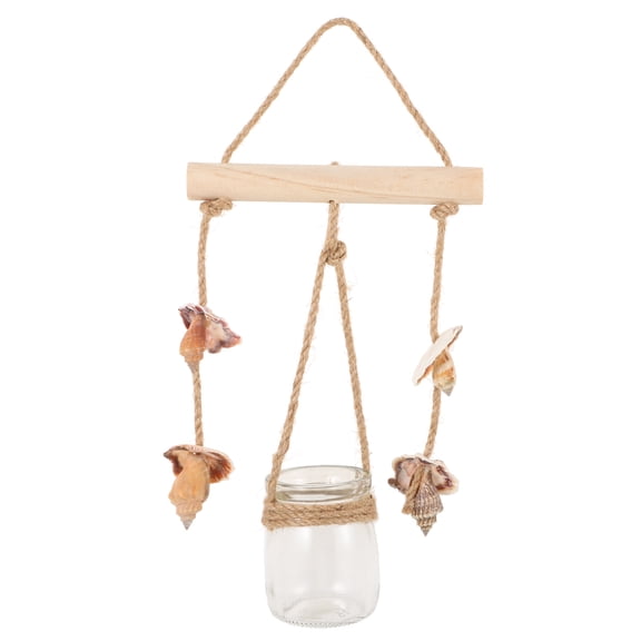 Creative Hydroponic Planter Wall Art Glass Vase for Decor with Wood and Glass 7.5 inch