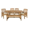 thumbnail image 1 of 6 Piece Wood Patio Dining Set in Brown with Cushions, 1 of 9