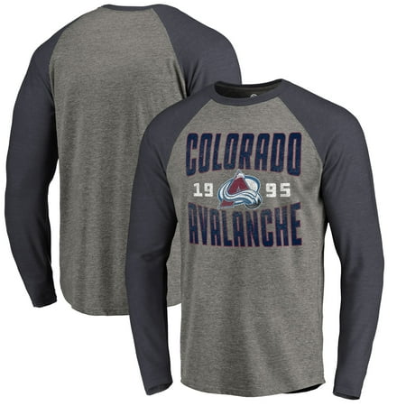 Reebok Colorado Avalanche T-shirt - Colorado Avalanche Fanatics Branded Timeless Collection Antique Stack Tri-Blend Long Sleeve Raglan T-Shirt - Ash