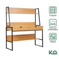 thumbnail image 2 of Escritorio de computadora KingsHouse estandar con repisas y Cajones cafe, 2 of 8
