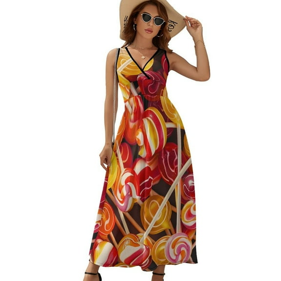 Pastel Rainbow Lollipop Sleeveless Dress Dresses Women Summer Evening Dresses Ladies Bohemia Long Dresses