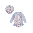 thumbnail image 1 of SUNSIOM Toddler Girls Rash Guard Swimsuit Rompers Long Sleeve Floral Print Ruffles Bathing Suit Swimwear with Swim Cap, 1 of 8