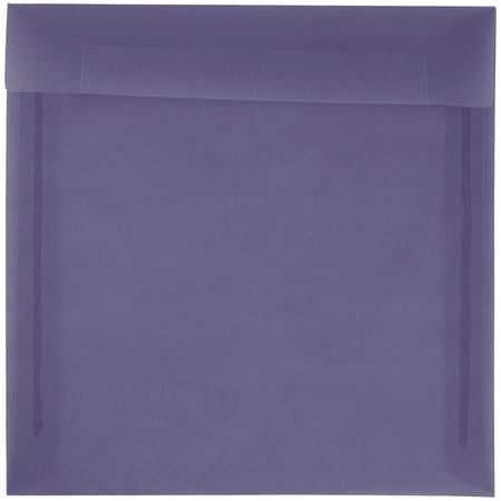 UPC: 0609722982993 | JAM 8.5×8.5 Translucent Envelopes  Purple  25/Pack  Wisteria Purple