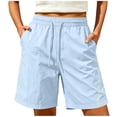 thumbnail image 5 of Aimik Women's Plus Size Athletic Shorts Solid Elastic Waist Shorts with Pockets and Drawstring Summer Comfortable Workout Bottoms, 5 of 6