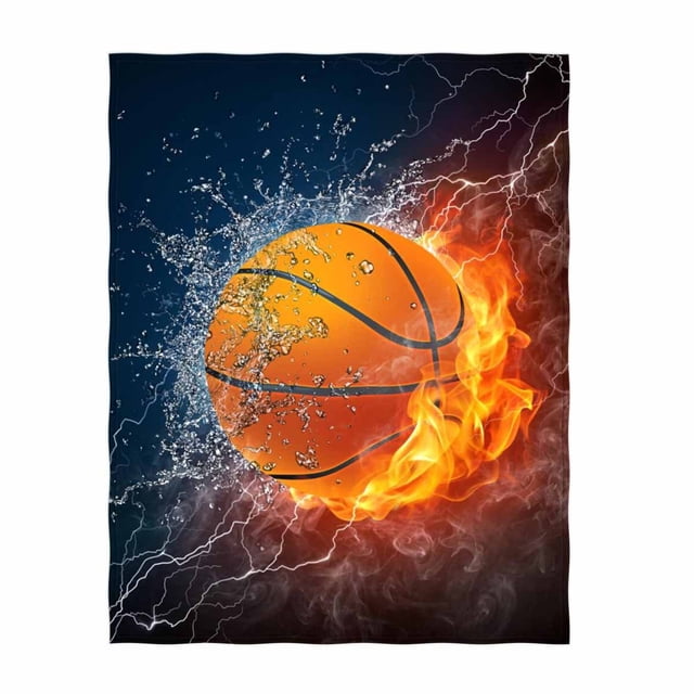 Manta QH de forro polar de poliéster con estampado de baloncesto de 58 x 80 cm