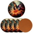 thumbnail image 2 of Butterfly 6PCS Round Microfiber Leather Bar Coasters Set, 11x11 cm/4.3x4.3 in, Drink Coasters for Table and Home Decor, 2 of 6