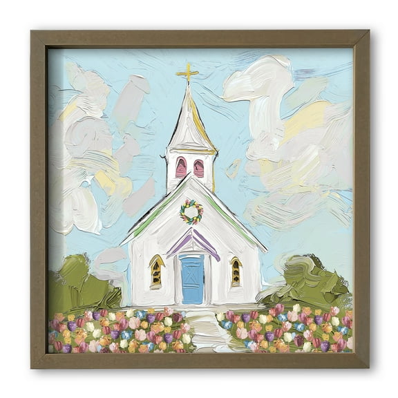 Creative Products Colorful Painty Church 16 x 16 Brown Framed Print