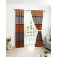 thumbnail image 4 of Fsddascl Orange Wooden Blackout Curtains for Bedroom/Living Room, Thermal Insulated Kitchen Curtains, Grey Stripe Gradient Country Rustic Grain Grommet Darkening Window Treatment Drapes 42"x45"x2, 4 of 8