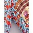 thumbnail image 3 of Spring Summer Women Lace-up Tassel Ethnic Wild Floral Print Vocation Beach Bohemian Maxi Dress Boho Dress Robe, 3 of 6