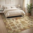 thumbnail image 3 of ODIKA 8'x10' Washable Area Rug Durable, Non-Slip Vintage Folk Checkered Border Distressed Farmhouse Primitive Flowing Dynamic for Living Room, Under Sectional, Family, 3 of 7