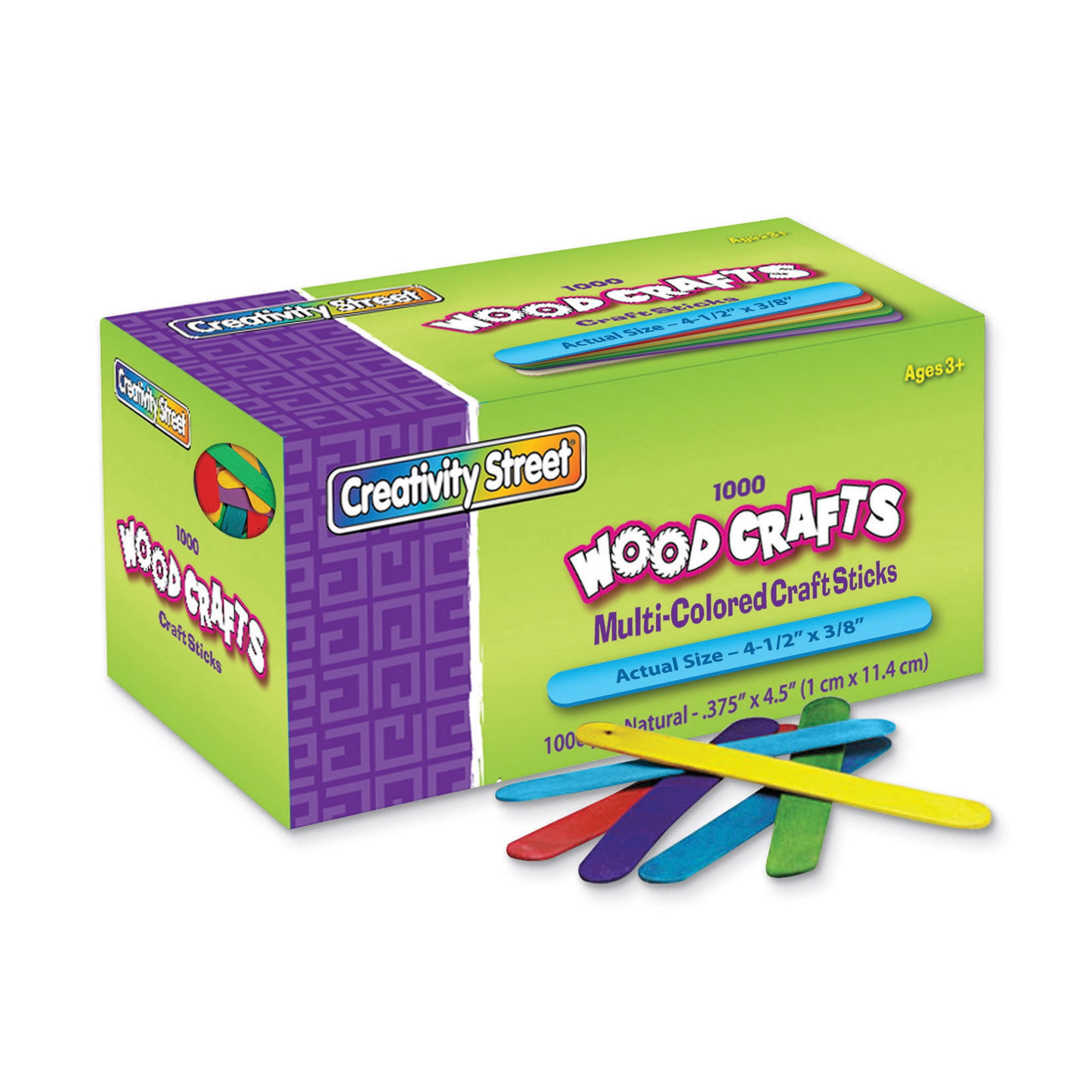 Wood Craft Sticks, Bright Hues, 1000/Pack