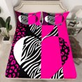 thumbnail image 2 of Homewish Pink Love Heart Queen Sheet Sets, Romantic Valentines Day Flat Sheet, Cartoon Leopard Zabra Print Queen Fitted Sheet, Ultra Soft Bedroom Decor, 4pcs, 2 of 7