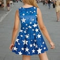 thumbnail image 3 of Girls Summer Skater Dress Star Print Sleeveless Tunic Dresses for Girl Ruffle Crew Neck Cute Casual Tank Dress, Light Blue, 5 Years, 3 of 6