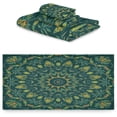 thumbnail image 2 of Dreamtimes Green Kaleidoscope Mandala 3 PCS Bath Towels Set (1 Bath Towel, 1 Hand Towel, 1 Washcloth) for Bathroom, Super Soft and Quick Dry Cotton Towels, 2 of 7