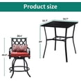 thumbnail image 7 of Craftian 5-Piece Patio Swivel Bar Set, 32" Square Patio Bar Table (Umbrella Hole) and 4 Cushioned Swivel Bar Stools, Metal Patio Bar Set Ideal for Patio Lawn Garden Porch, Black, 7 of 7