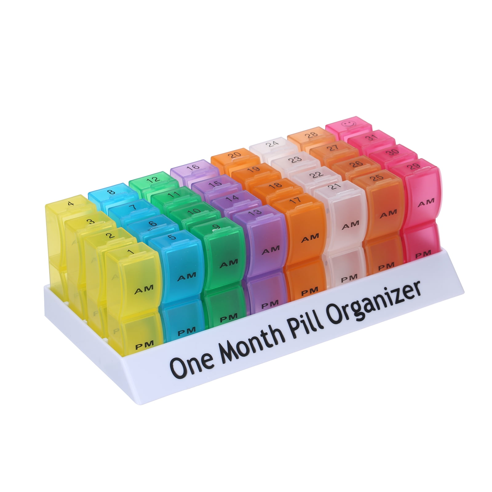 Monthly Pill Organizer Container with Popup Open Design 2 Times a Day