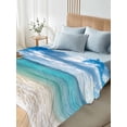 thumbnail image 4 of Ocean Beach California King Size Flat Sheet, Wrinkleproof & Fadeproof Cooling Flat Bed Sheet Only, Blue Sky Waves Sand Horizon Shore Summer Breathable Soft Bedding Top Sheets 108 x 98 Inches, 4 of 8