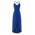 thumbnail image 3 of Clothing Women's V Neck Sleeveless Casual Summer Loose Sundresses Asymmetrical Solid Color Halter Maxi Dresses, 3 of 4