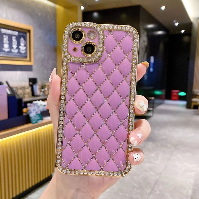 Lingge-funda de teléfono con diamantes de imitación ostentosos para iPhone 14, 13, 12, 11 Pro Max Plus, parachoques trasero, cubierta suave a prueba de golpes Fivean unisex