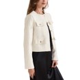 thumbnail image 4 of INSPIRE CHIC Women's Cropped Tweed Long Sleeve Button Down Fall Winter Work Business Jacket M White, 4 of 6