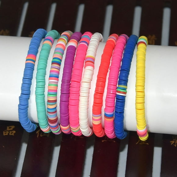 CTIRCHIU 1Set Thread Bracelet Polymer Clay Non-fading Round for Teen Girls Purple