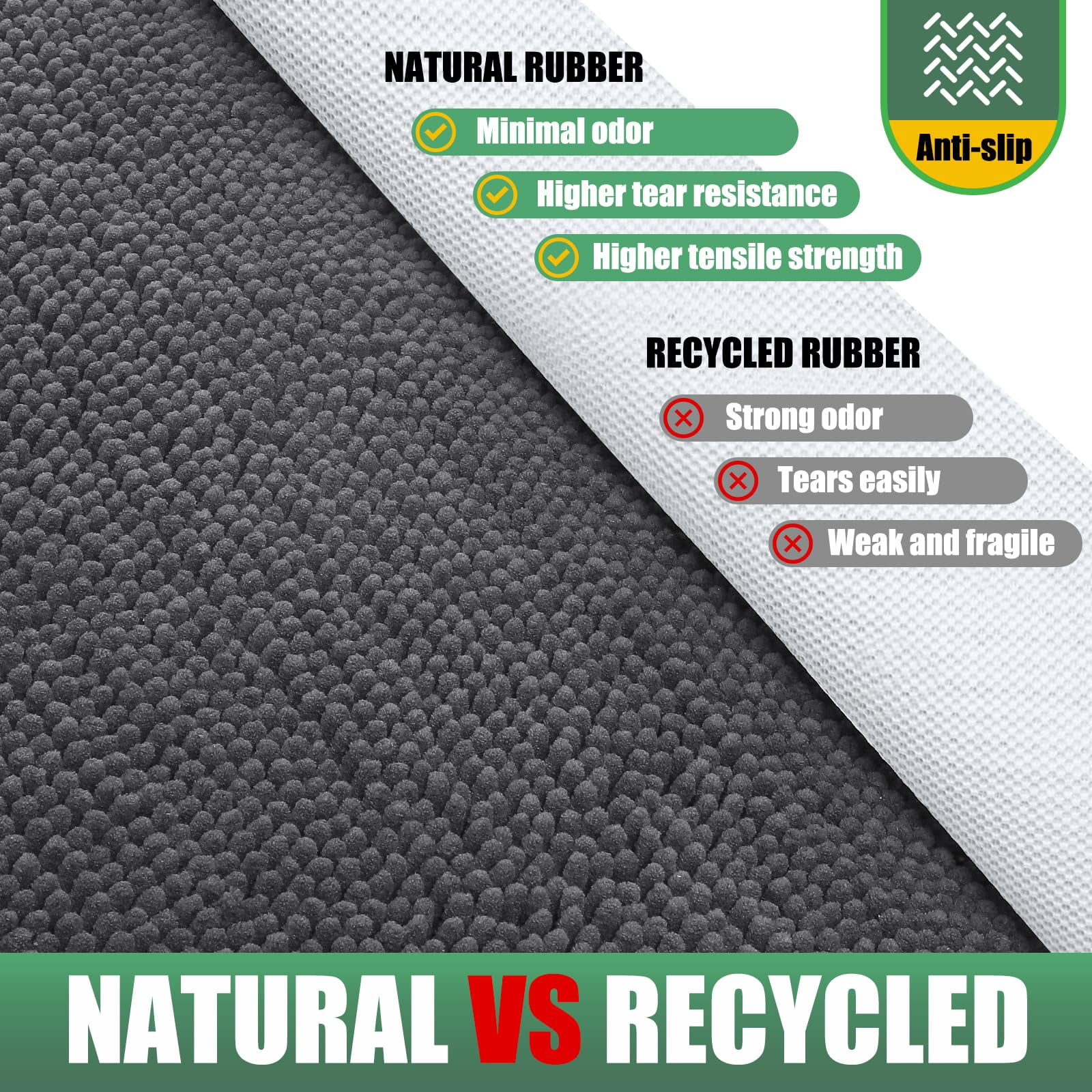 Chenille Absorbent Outdoor Doormat 60" x 36", Washable Muddy Door Mats for Dog Non Slip Indoor Doormat Dog Mat for Muddy Paw Front Inside Doormats for Entryway Grey