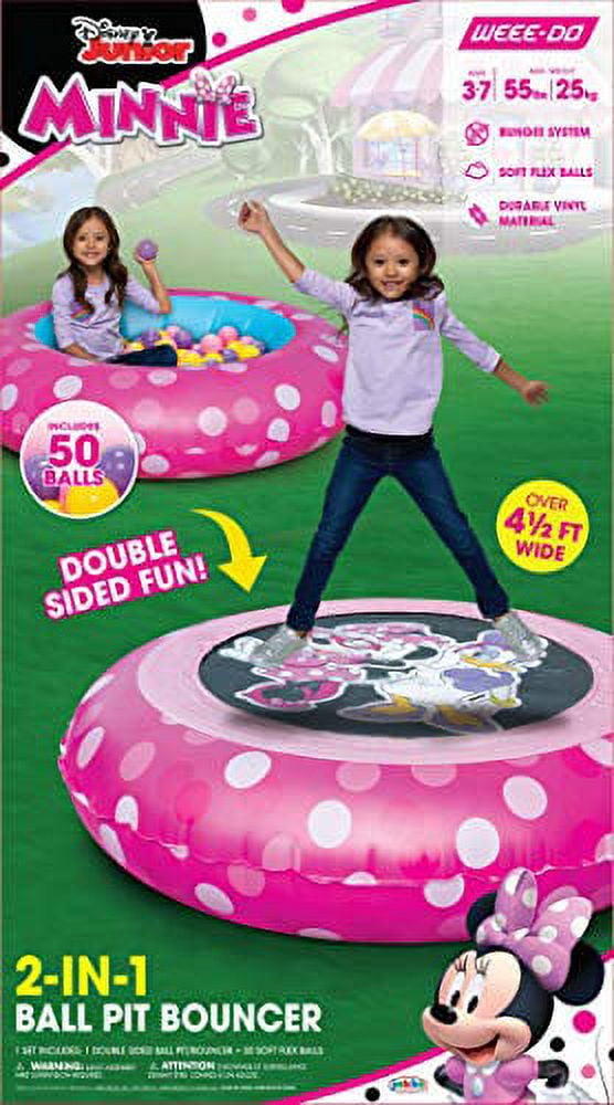 Minnie Ball Pit Bouncer 2-in-1 with 50 Balls for Girls, Kids - 55lbs Max 