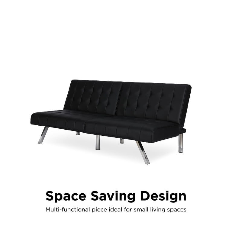 DHP Emily Convertible Futon, Black Faux Leather - Walmart.com