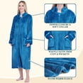 thumbnail image 4 of PAVILIA Womens Zip Up Robe with Pockets, Long Fleece Housecoat for Women, Plush Warm Zipper Robe Bathrobe with Satin Trim, Soft Cozy Full Length Lounger House Coat, Teal Sea Blue (Small/Medium), 4 of 10