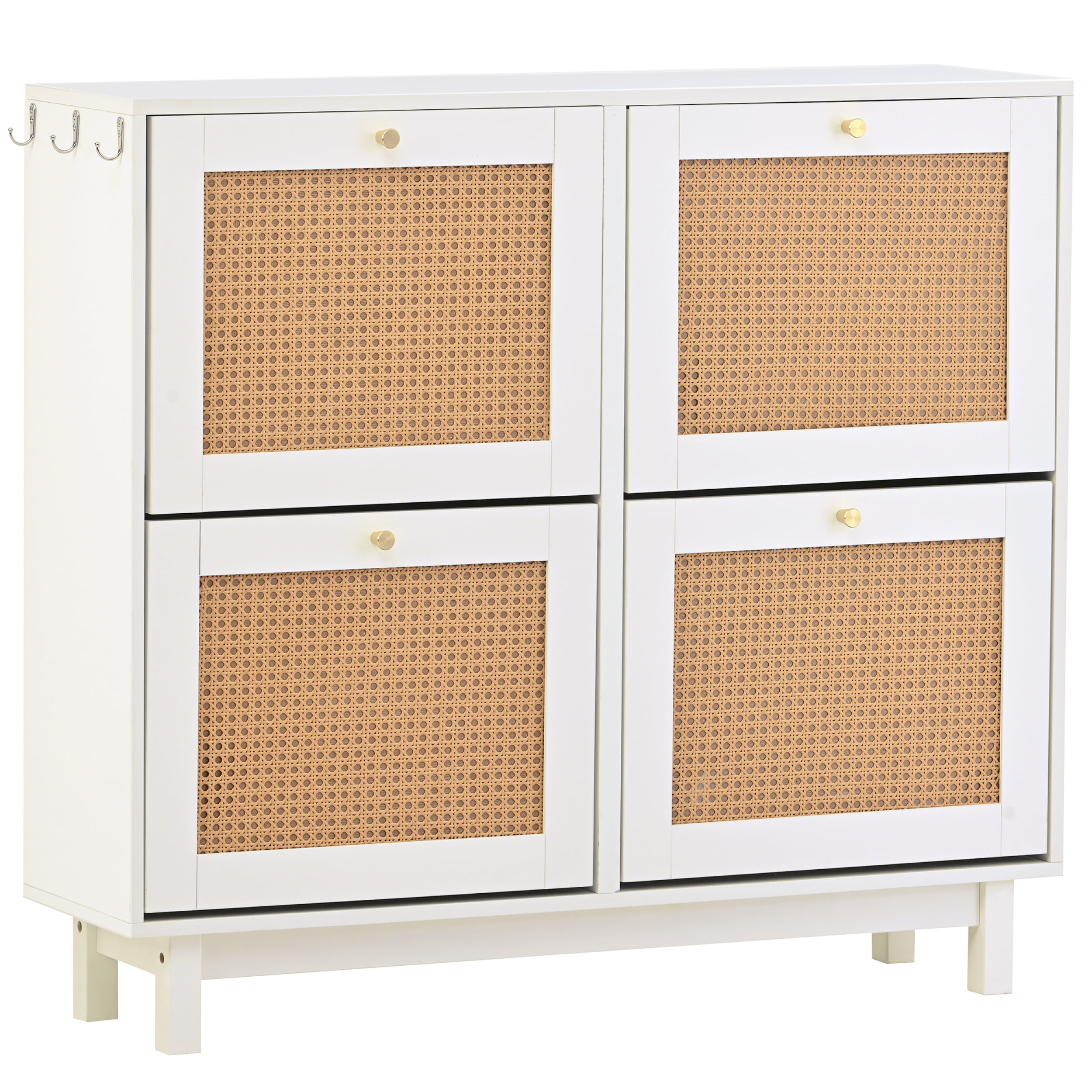 Dropship ON-TREND Rattan Boho Style Shoe Cabinet With 4 Flip Drawers,  Modern 2-Tier Shoe Storage Organizer With Large Space, Free Standing Shoe  Rack For Entrance Hallway, White to Sell Online at a