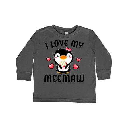 

Inktastic I Love My Meemaw with Cute Penguin and Hearts Gift Toddler Toddler Girl Long Sleeve T-Shirt