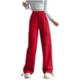 thumbnail image 2 of RXIRUCGD Women's Solid Color Velvet With Drawstring Wide Leg Workwear Pants, Hot Pink, Size: XL, 2 of 3