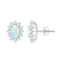 thumbnail image 3 of Rosec Jewels Oval Shape Ethiopian Opal Stud Earrings with Diamond Halo - 1.8 Carat - AAA Grade, 925 Sterling Silver, 3 of 7