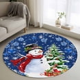 thumbnail image 2 of Navy Blue Christmas 3ft Area Rug, Snowman Xmas Tree Ball Gifts Winter Washable Non-Slip Small Round Rugs for Entryway Bedroom Kitchen, Soft Circle Carpet for Dining Room, Playroom Nursery Rug, 2 of 9