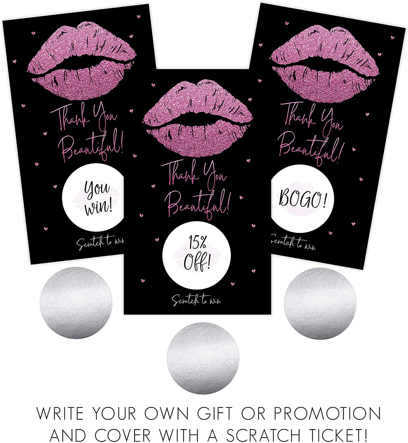 Lips Blank Gift Certificate Scratch Off Cards Vouchers for Birthday, Small  Business, Restaurant, Spa Beauty Makeup Hair Salon, Wedding Bridal, Baby  Shower Favors Games - Walmart.com