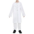 thumbnail image 1 of Trending Now: Boys Arabic Muslim Robe Set - Premium Cotton Prayer Thobe with Elastic Waist & Stylish Button Design for Daily Comfort, 1 of 8