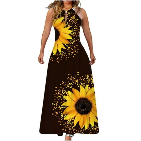 

Maternity Dress Womens Dresses Women s Summer Fashion Printed Crew Neck Collar Sleeveless Off Shoulder Dress Savings Clearance Summer Dresses Prom Dresses for Teens Yellow M