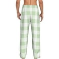thumbnail image 3 of Uemuo Pistachio Green Checkboard Pattern Men's Wide Leg Palazzo Lounge Pants with Pockets Light Weight Loose Comfy Casual Pajama Pants-Medium, 3 of 9