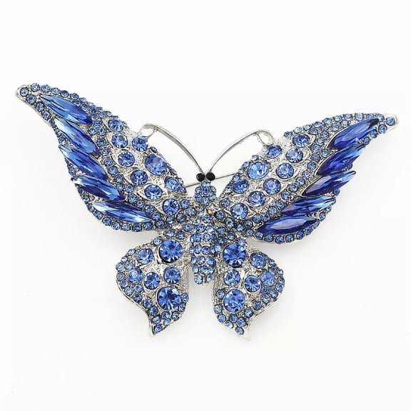 QQTDFG Gorgeous Insect Butterfly Brooch Pin Biue Sapphire Rhinestone Crystal Pendant -default